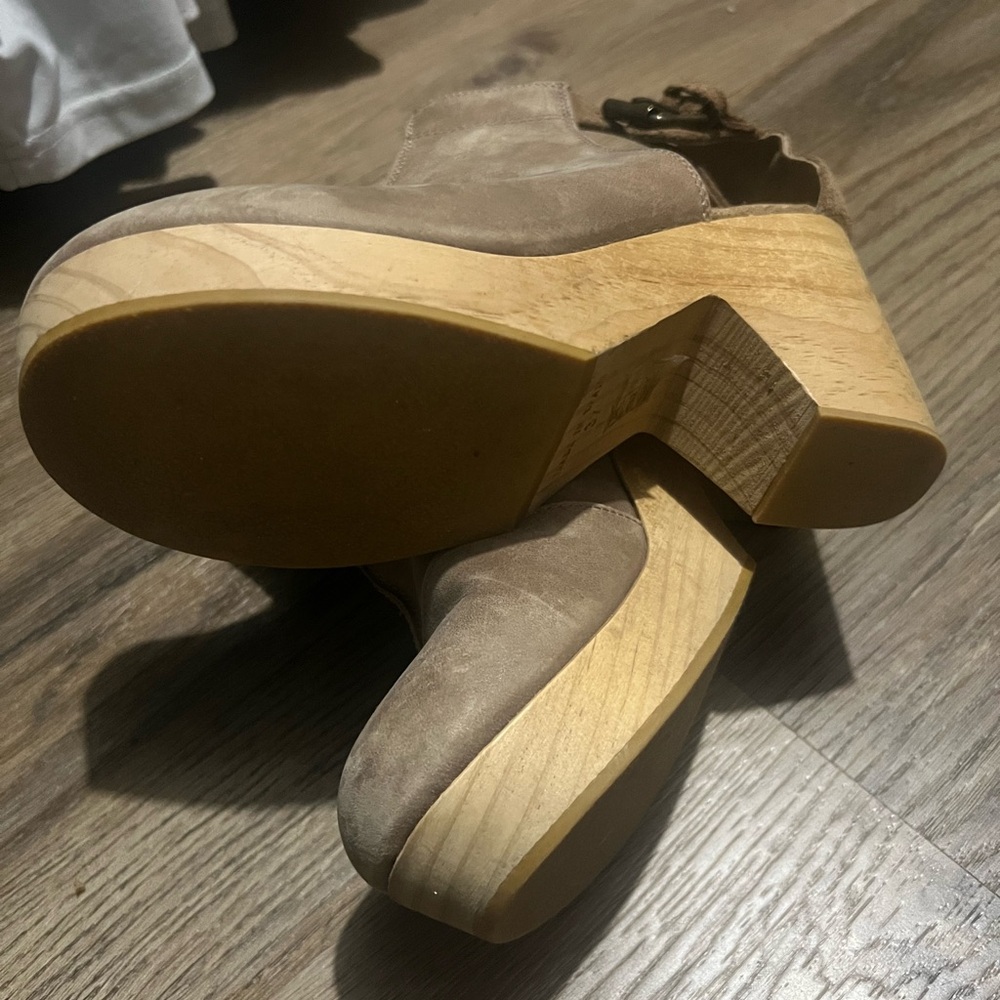 Free People Taupe Suede Ankle Mules - Picture 2 of 3